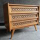 3-drawer chest of drawers with rattan decorations, France 1970s