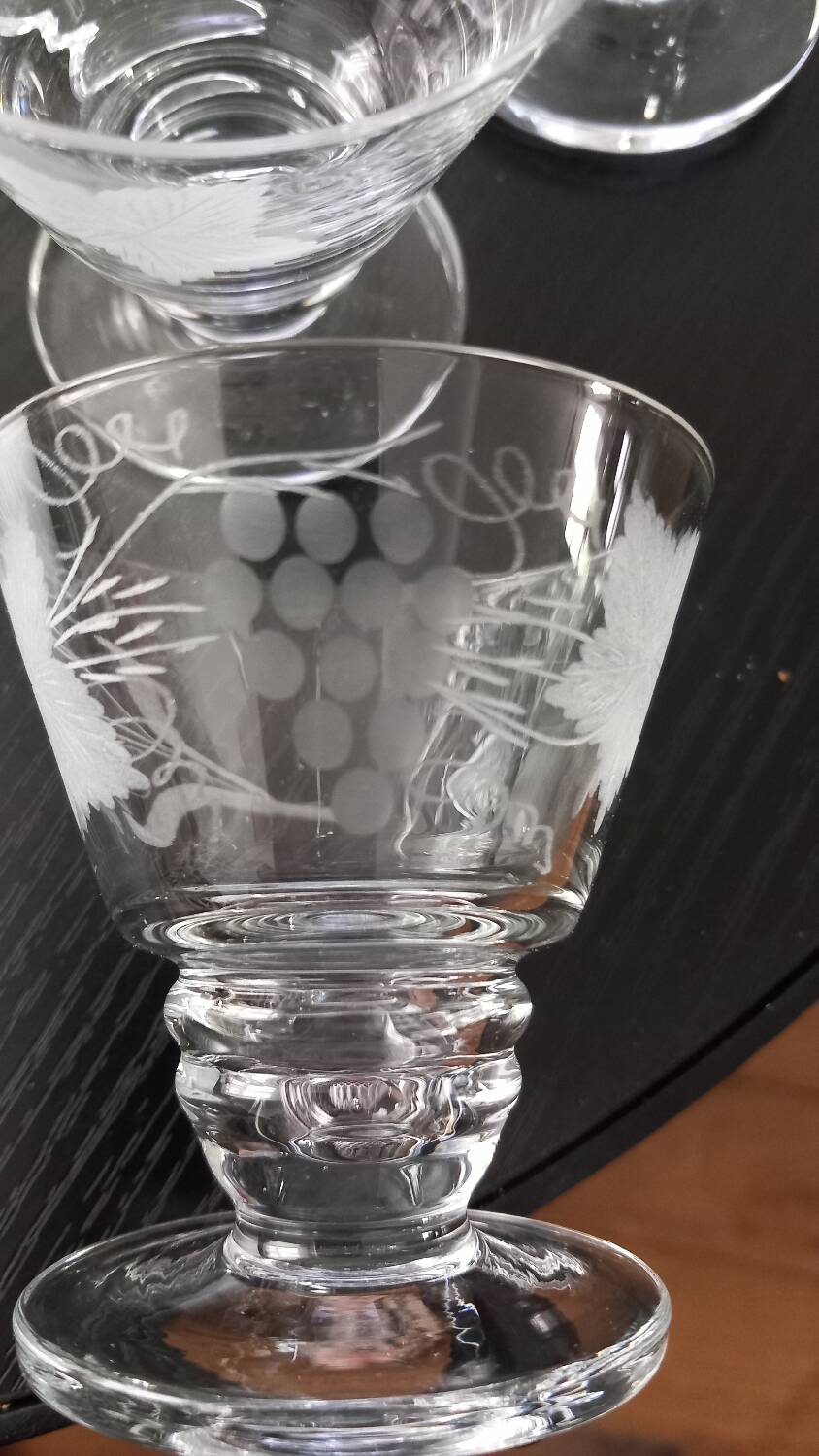 Ensemble de 12 verres vintage gravés