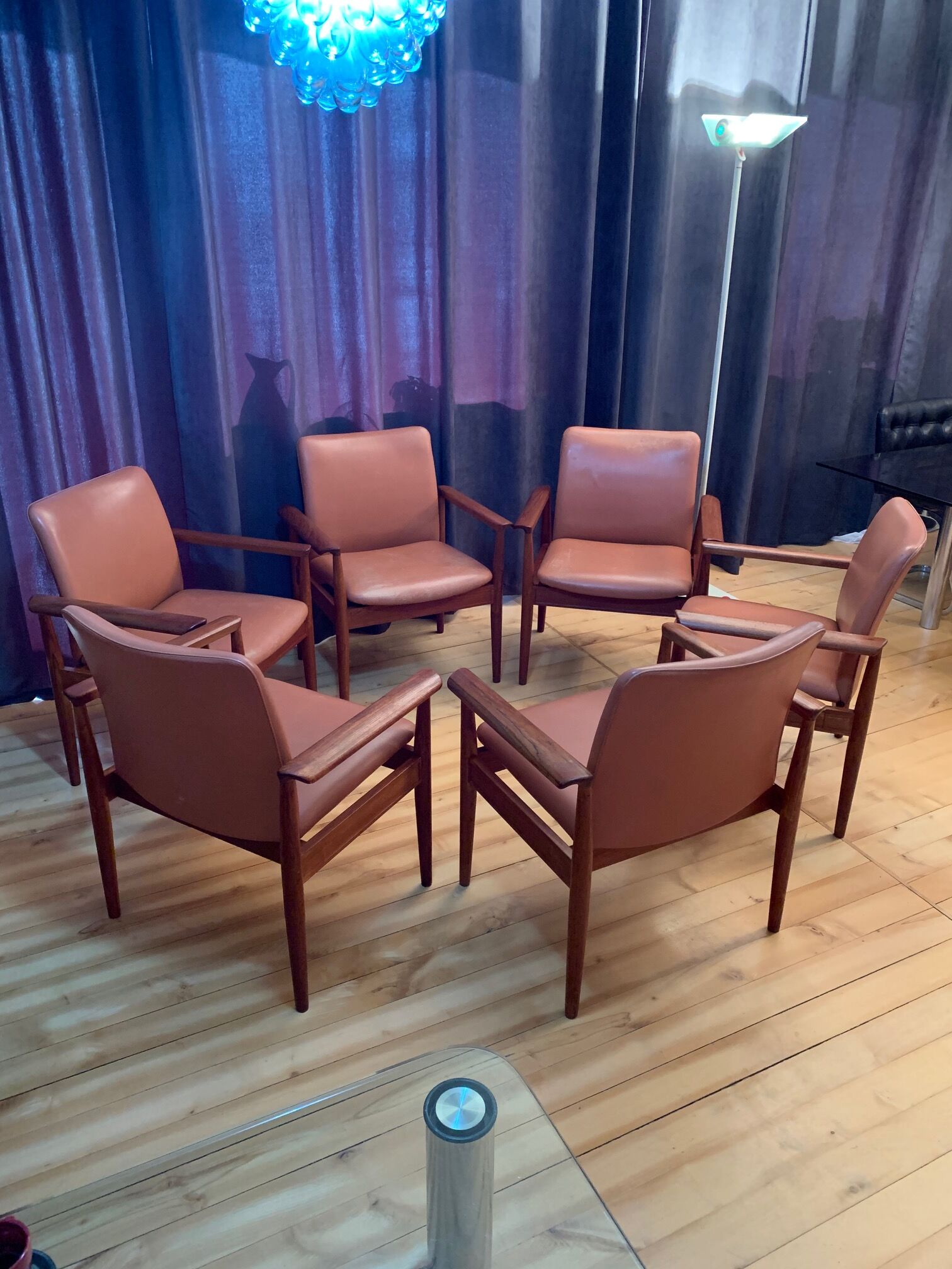 Set of six Diplomat armchairs, model 209 by Finn Juhl, Cado, 1960s