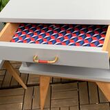 Pair of vintage 1950s compass foot bedside tables