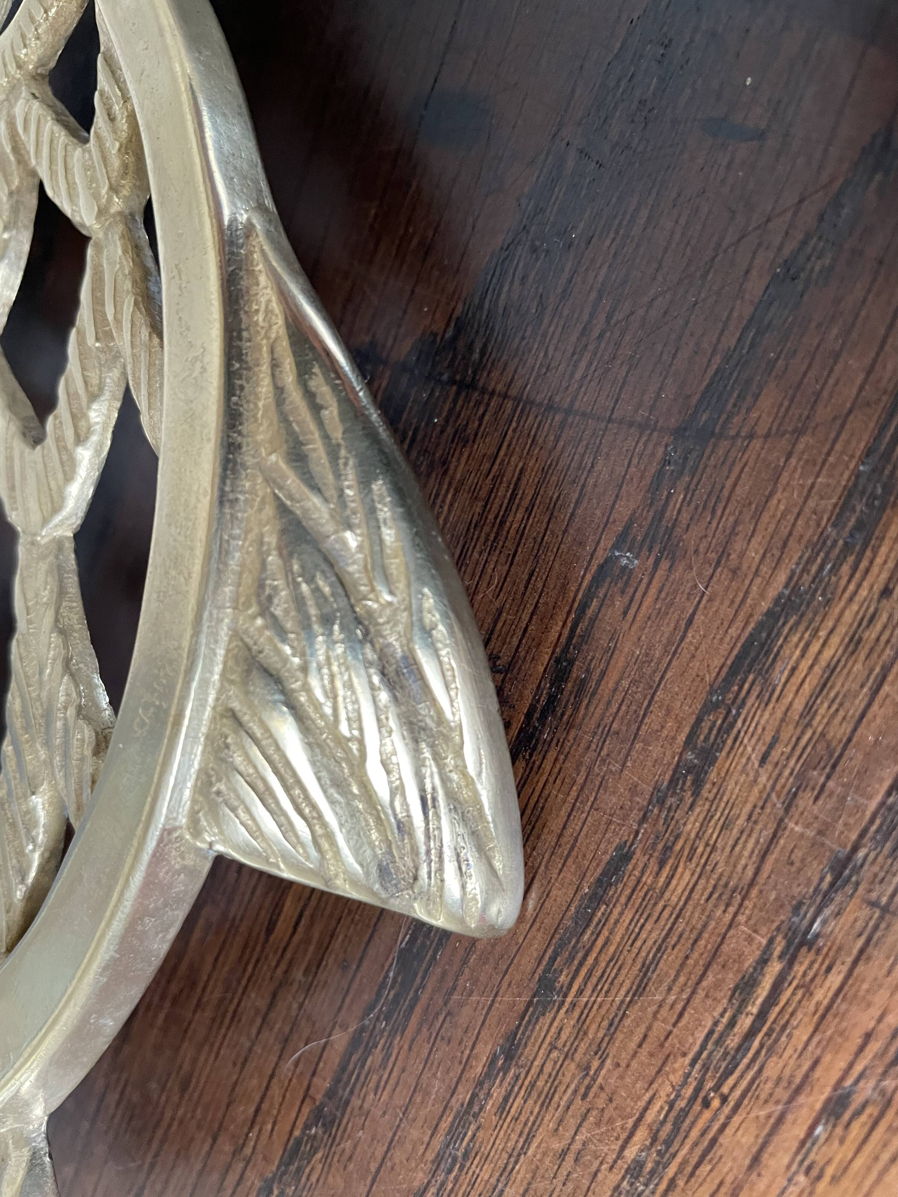 Owl trivet in golden brass