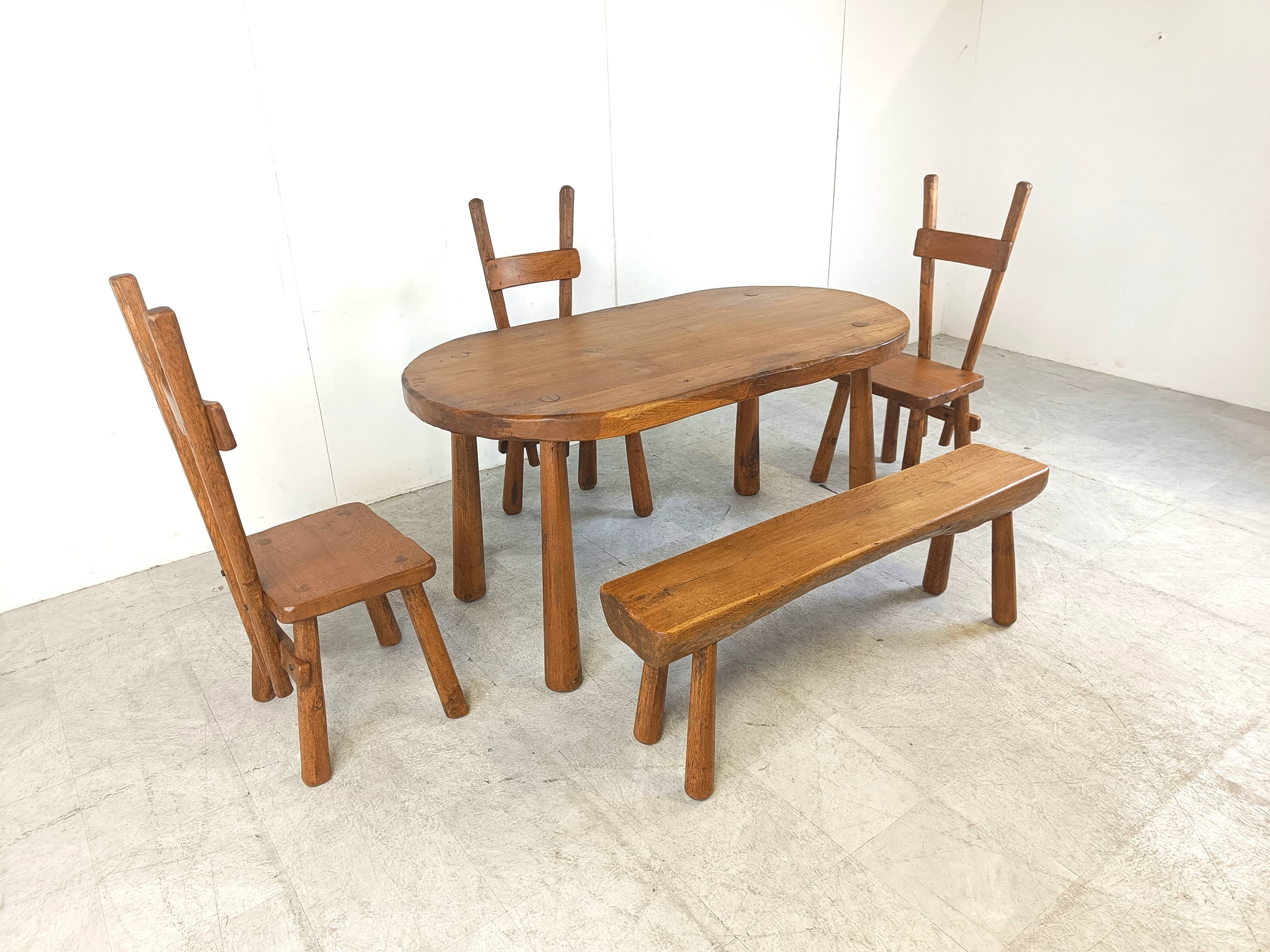Vintage brutalist dining set, 1960s