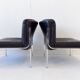 Girsberger Eurochair set of 2 black leather lounge chairs