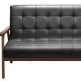 Vintage Scandinavian teak and leather sofa