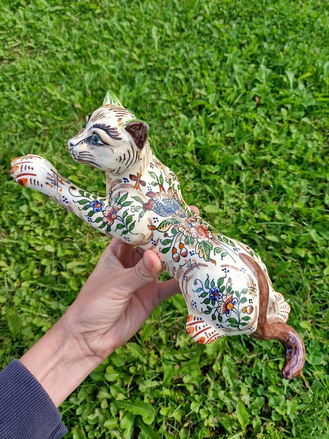 Zoomorphic Bouquetieres Hand-painted Desvres Cats