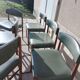 Set 6 chaises scandinave teck simili cuir vert olive