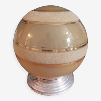 Plafonnier applique original art déco globe verre fumé liseré doré dp 0323111