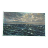 Oil on canvas, Maritime landscape, Old signed painting