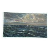Huile sur toile, Paysage maritime, Tableau ancien signé