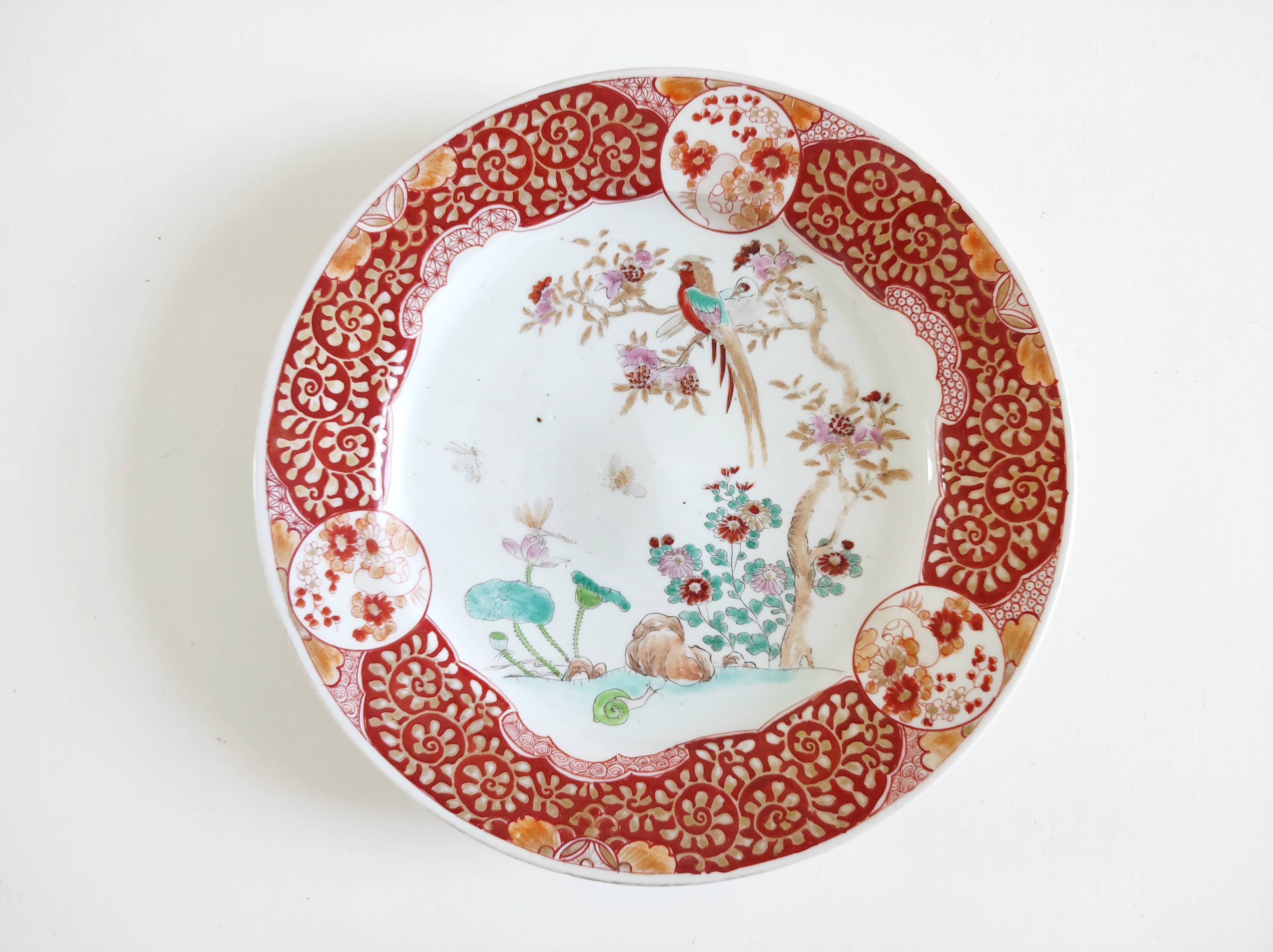 Japanese plate circa 1900 birds and insects