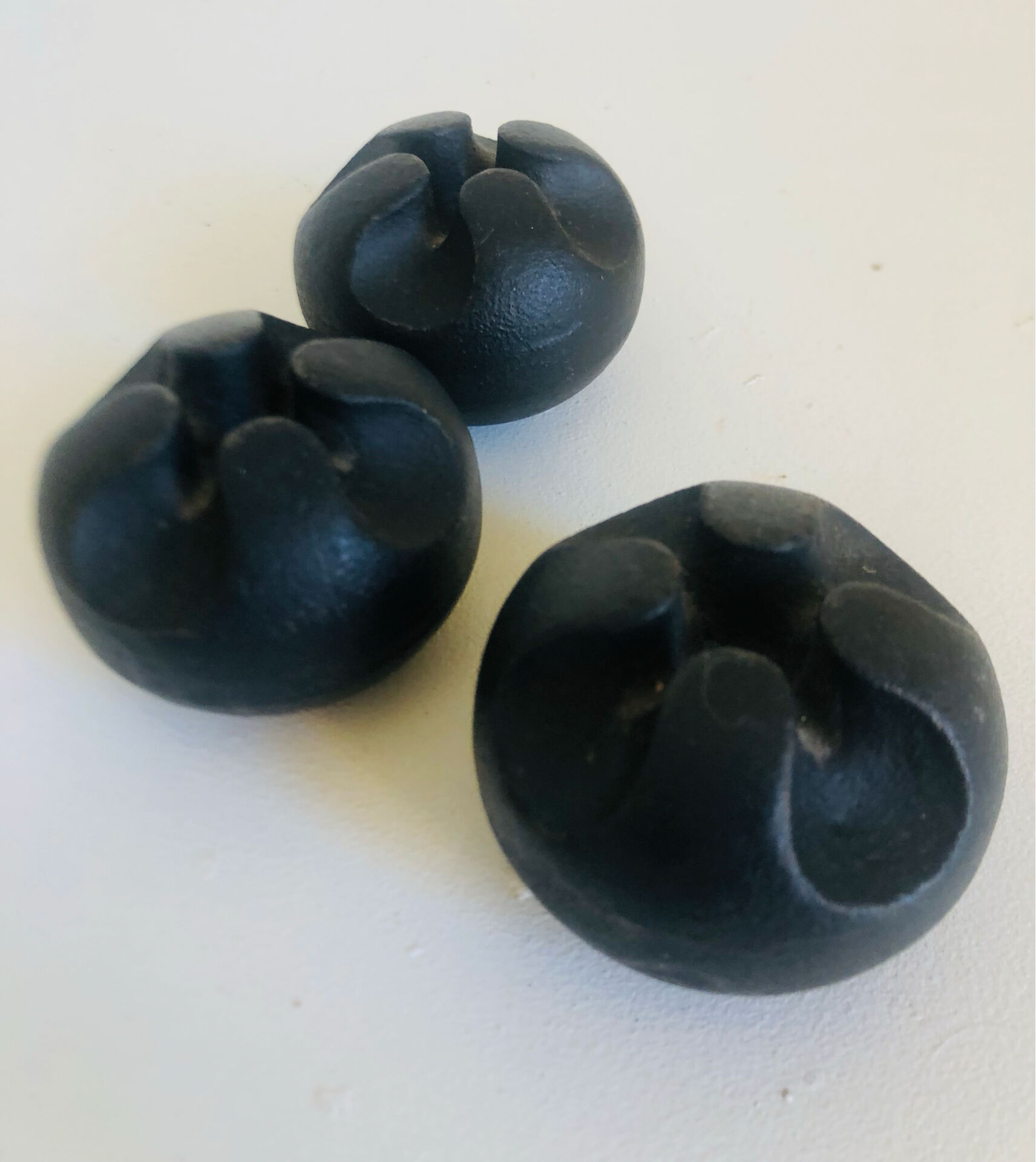 Set of 3 Danish cast iron candle holders by Christer Holmgren.