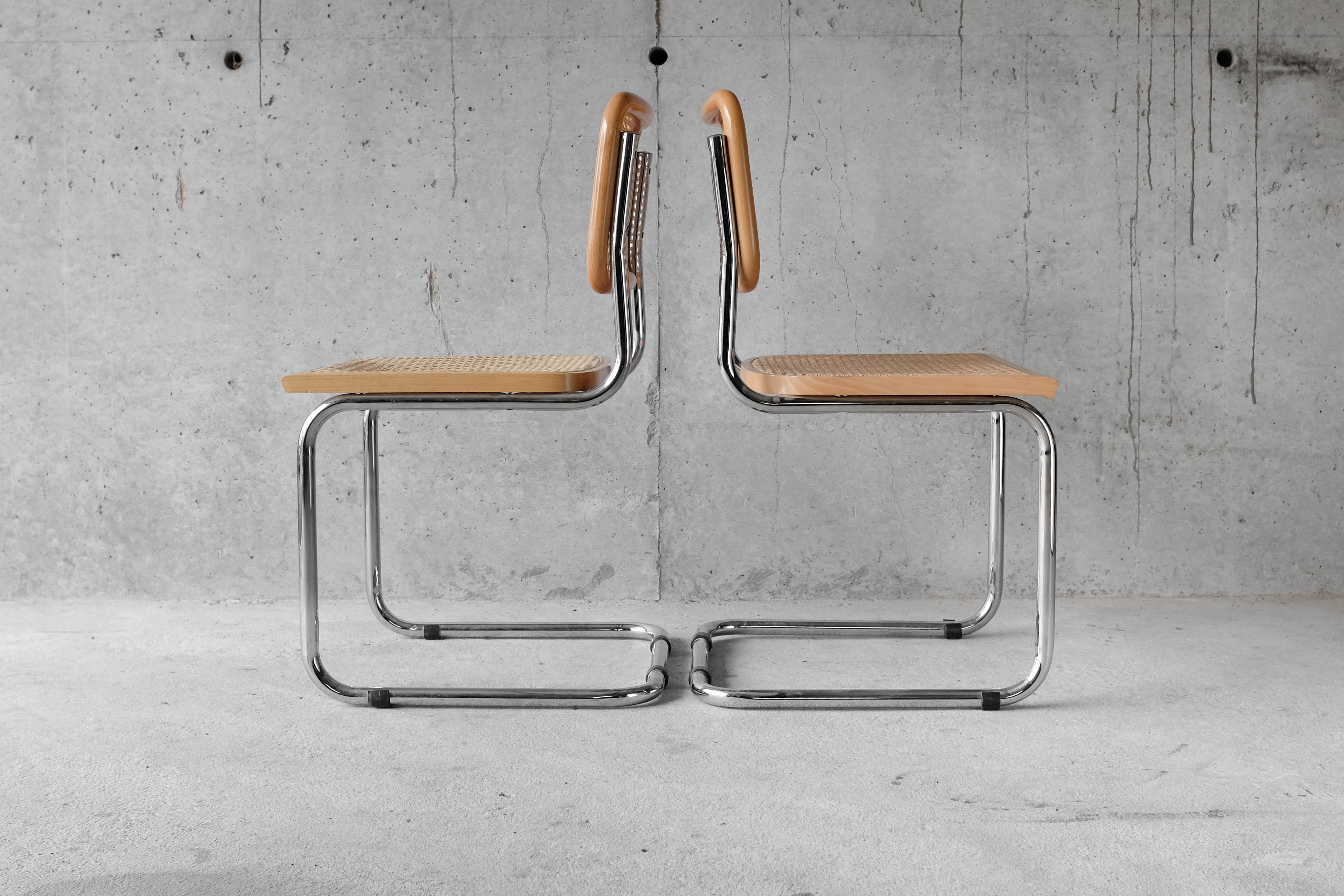 Pair of cesca chairs B32 by Marcel Breuer