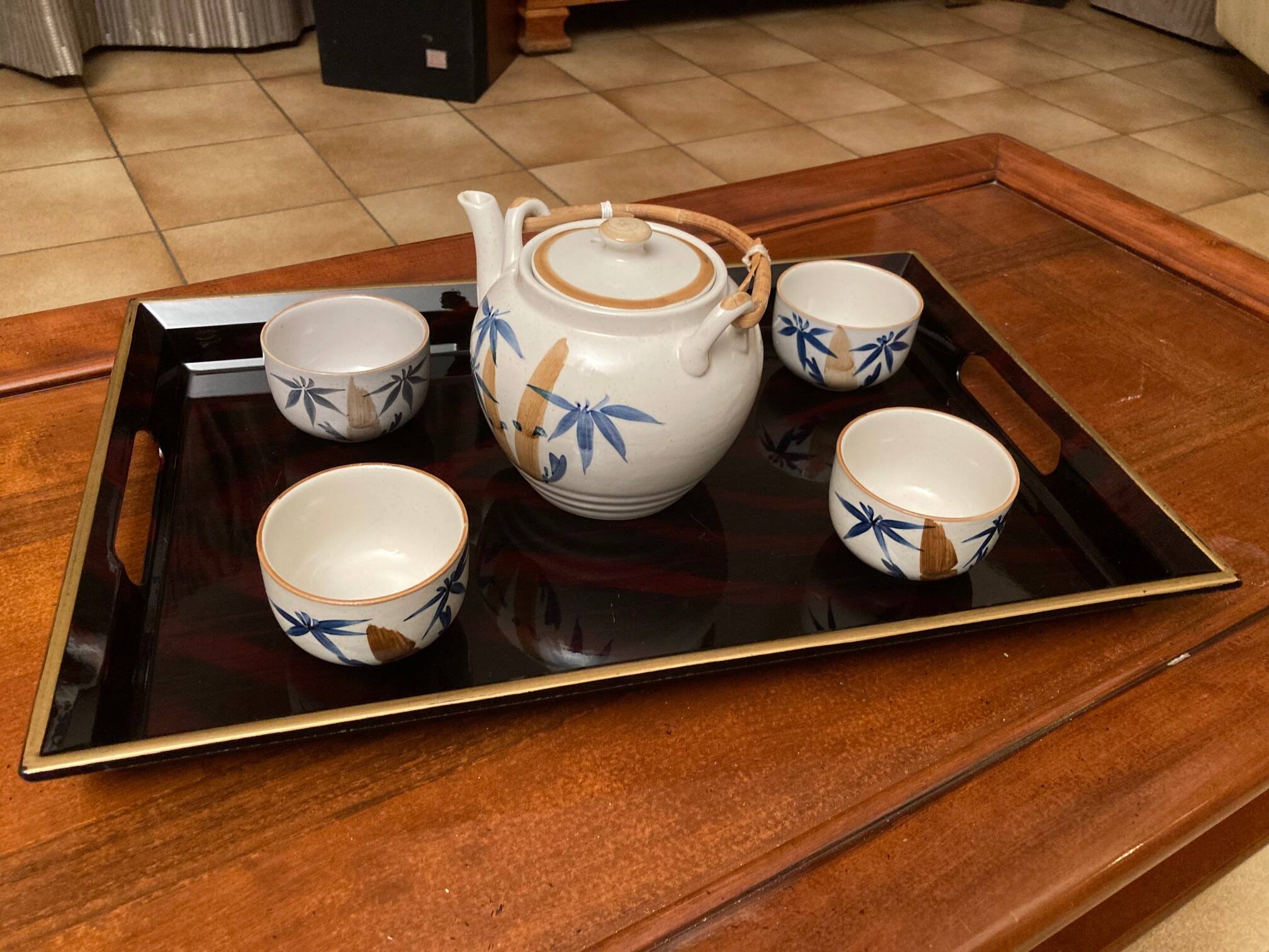 Tea set, palm tree decor, 900ml, 1970s