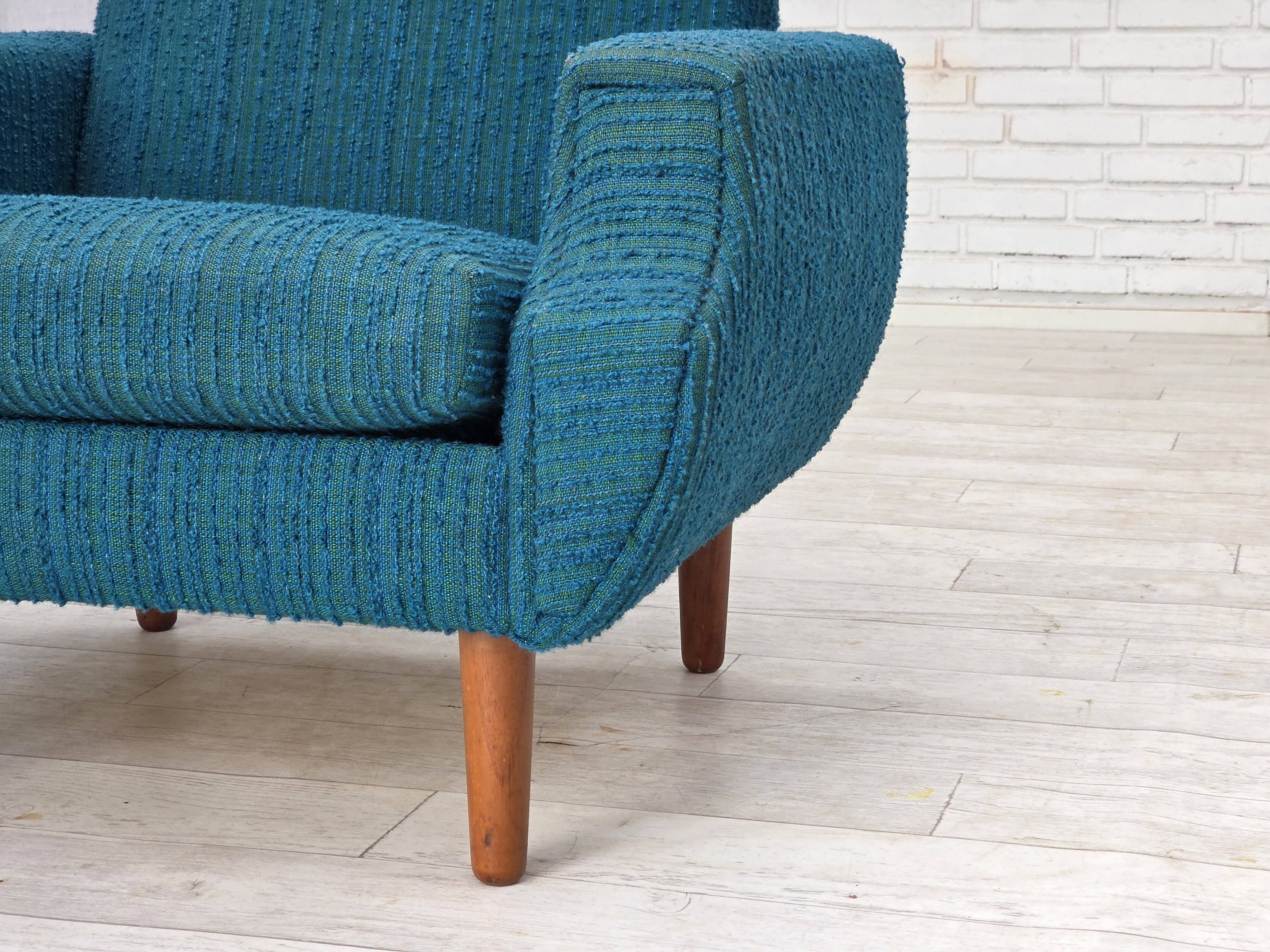 1970s, Danish armchair, original furniture wool, teak wood.