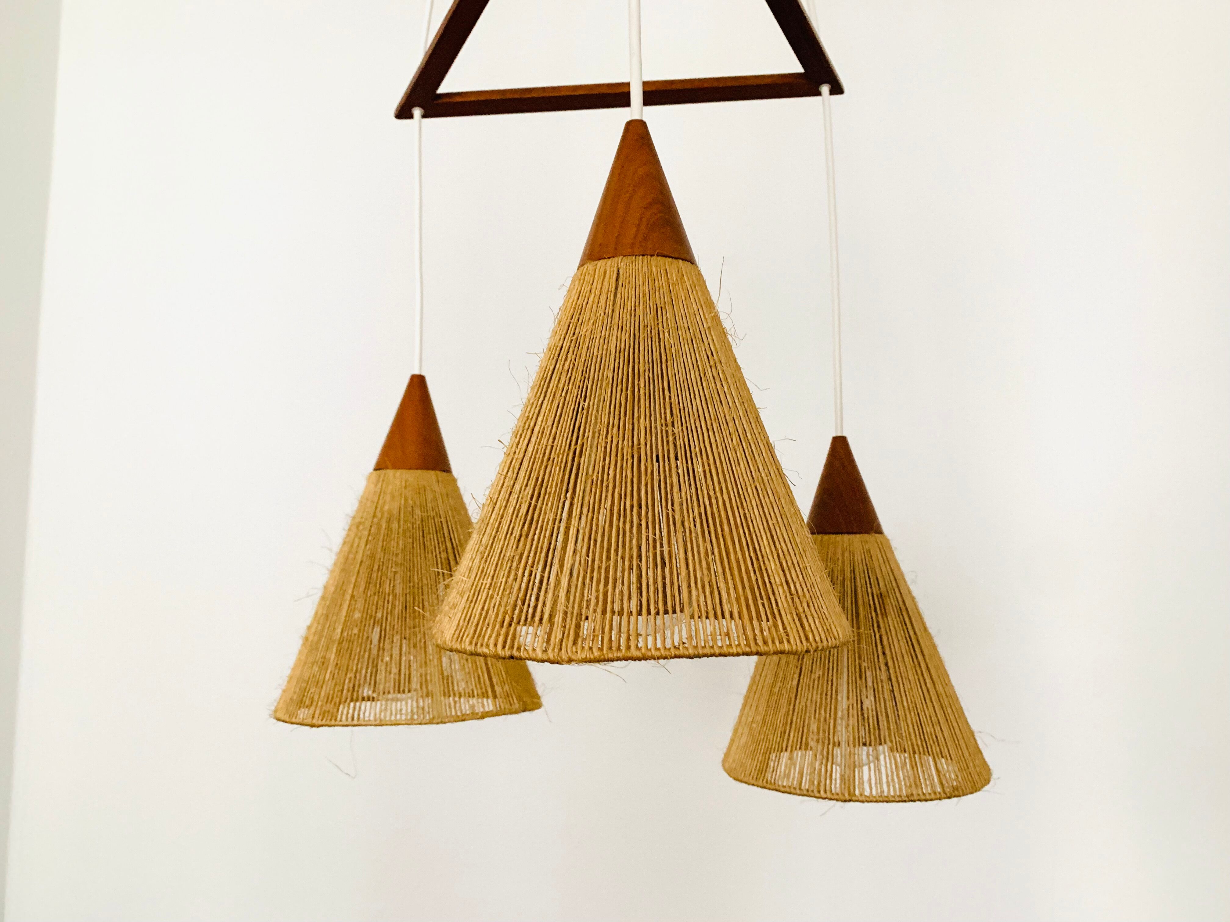 Teakwood and Sisal Cascading Lamp by Temde