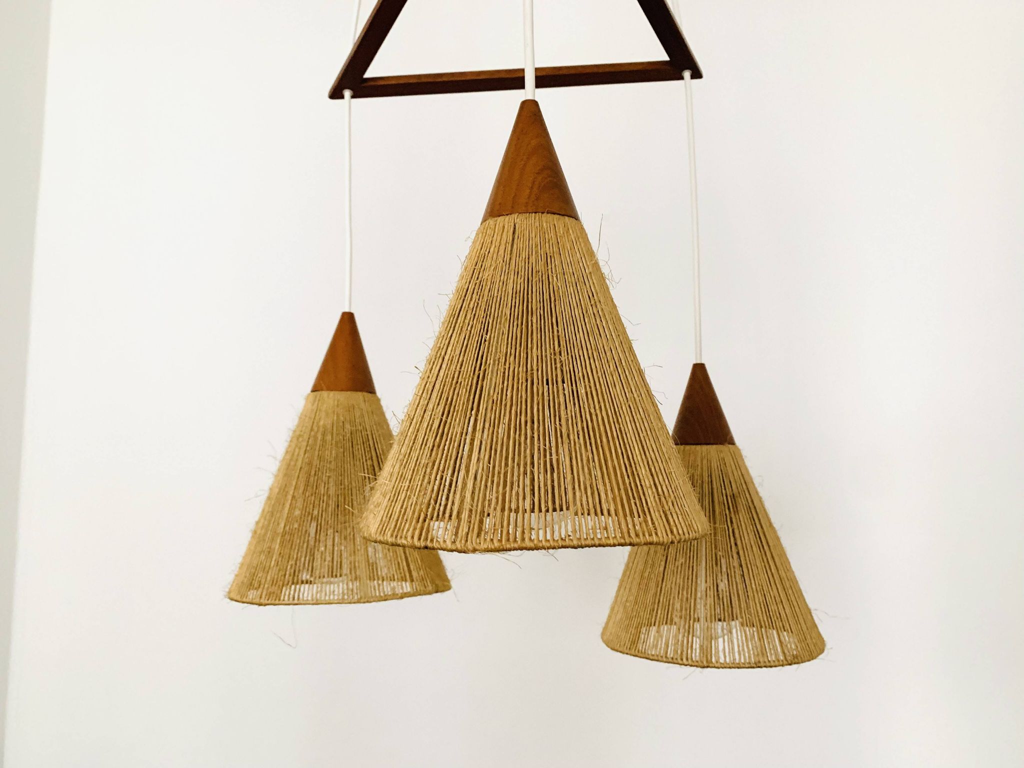 Teakwood and Sisal Cascading Lamp by Temde