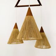 Teakwood and Sisal Cascading Lamp by Temde