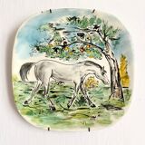Decorative horse plate signed from the 60s-70s