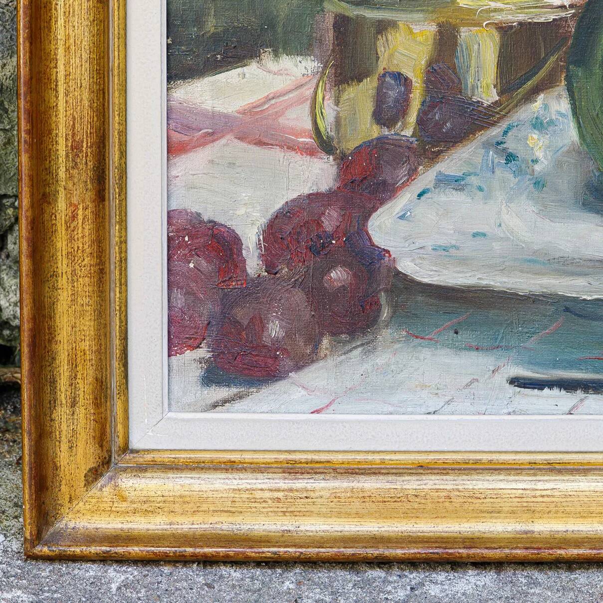 Set of oil paintings "Asparagus & eggs" and "Melon" by Alexandre Denonne