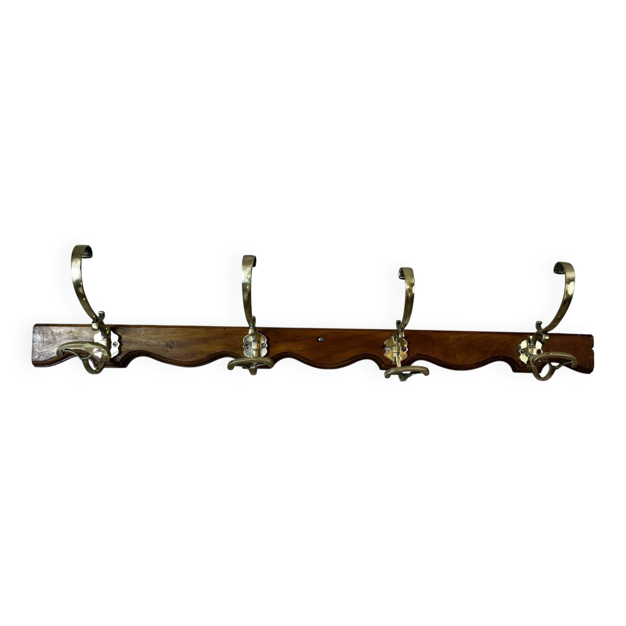 Wood and brass coat hook
