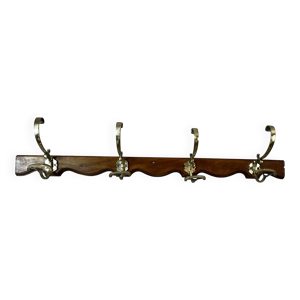 Patère en bois et laiton