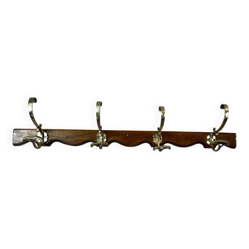 Wood and brass coat hook