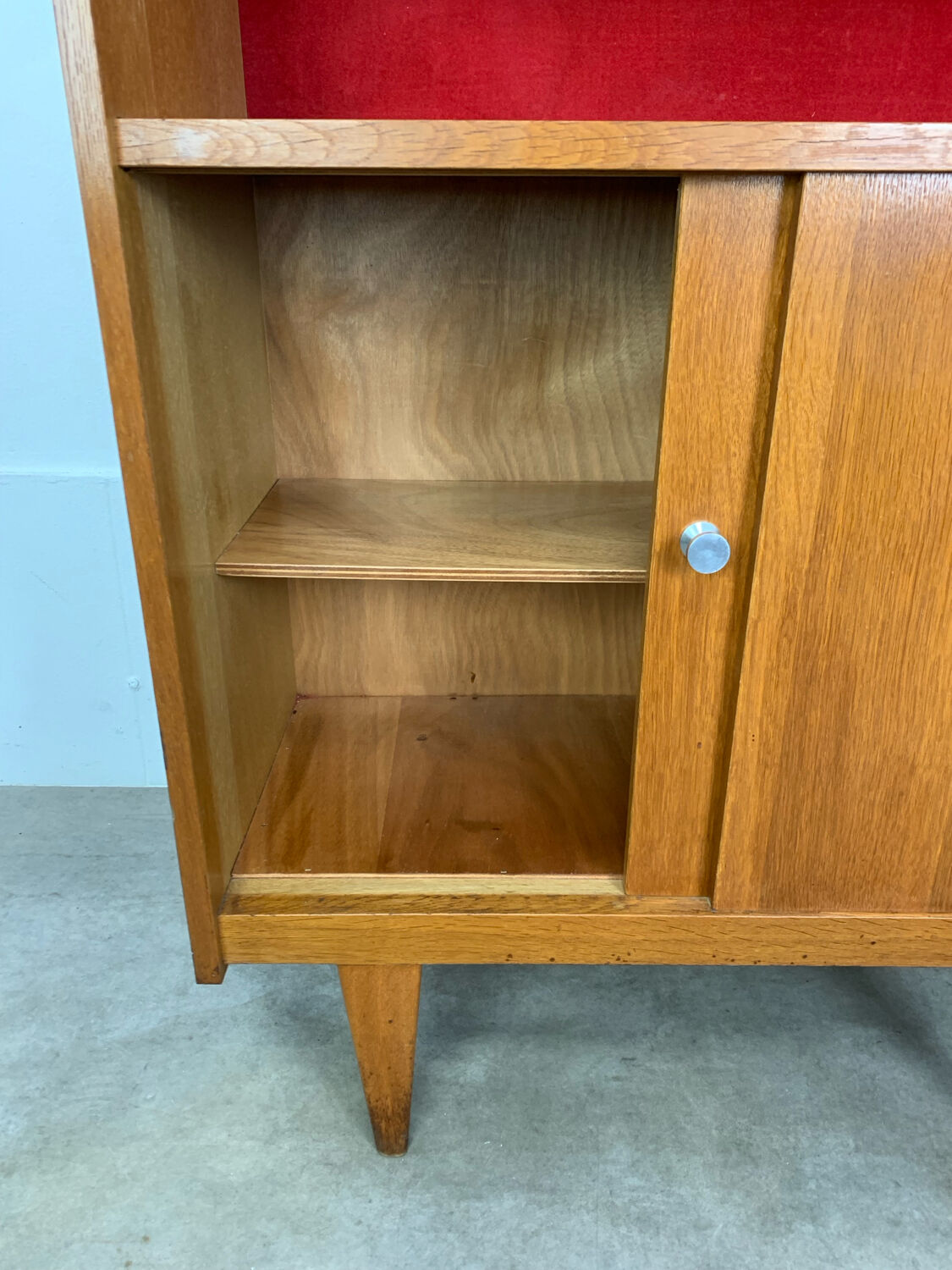 1950s vintage oak bookshelf.