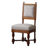 English-style baroque chair with twisted legs in elm, 1920s.