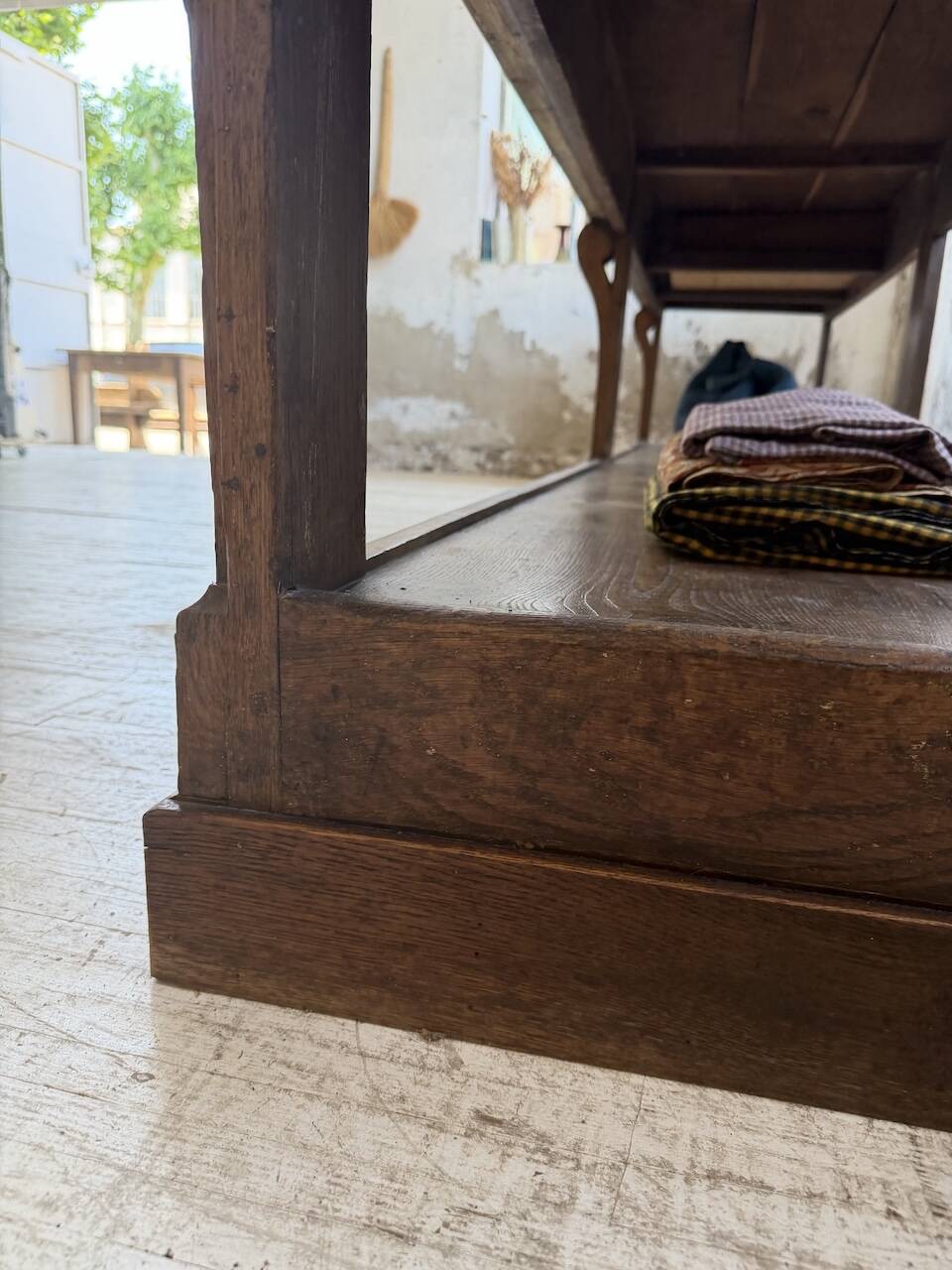 Table de gantier drapière 1900 chêne massif 330cm XL