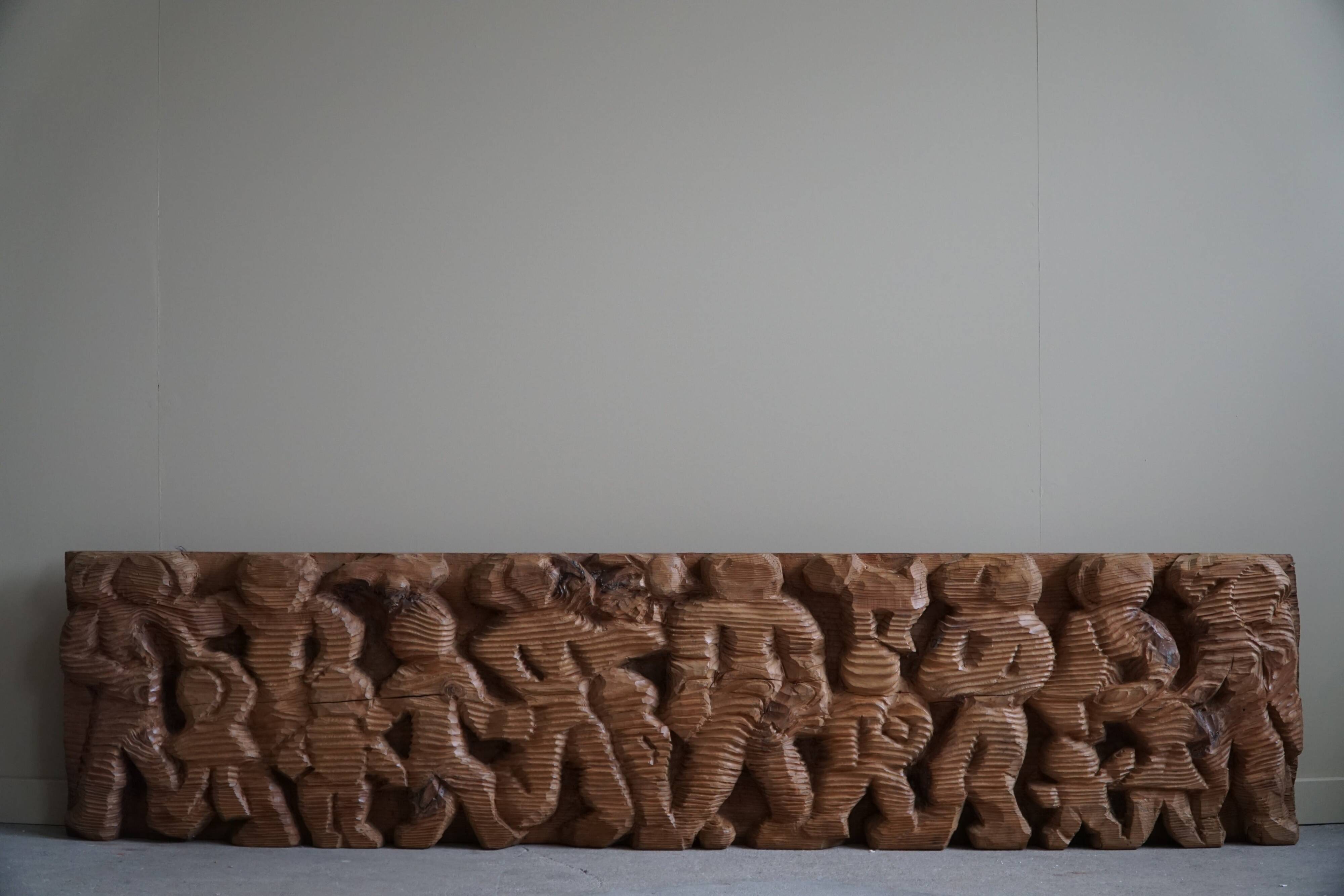 Hand-carved wooden decorative sculpture, mid-century, Danish cabinetmaker, 1970s.