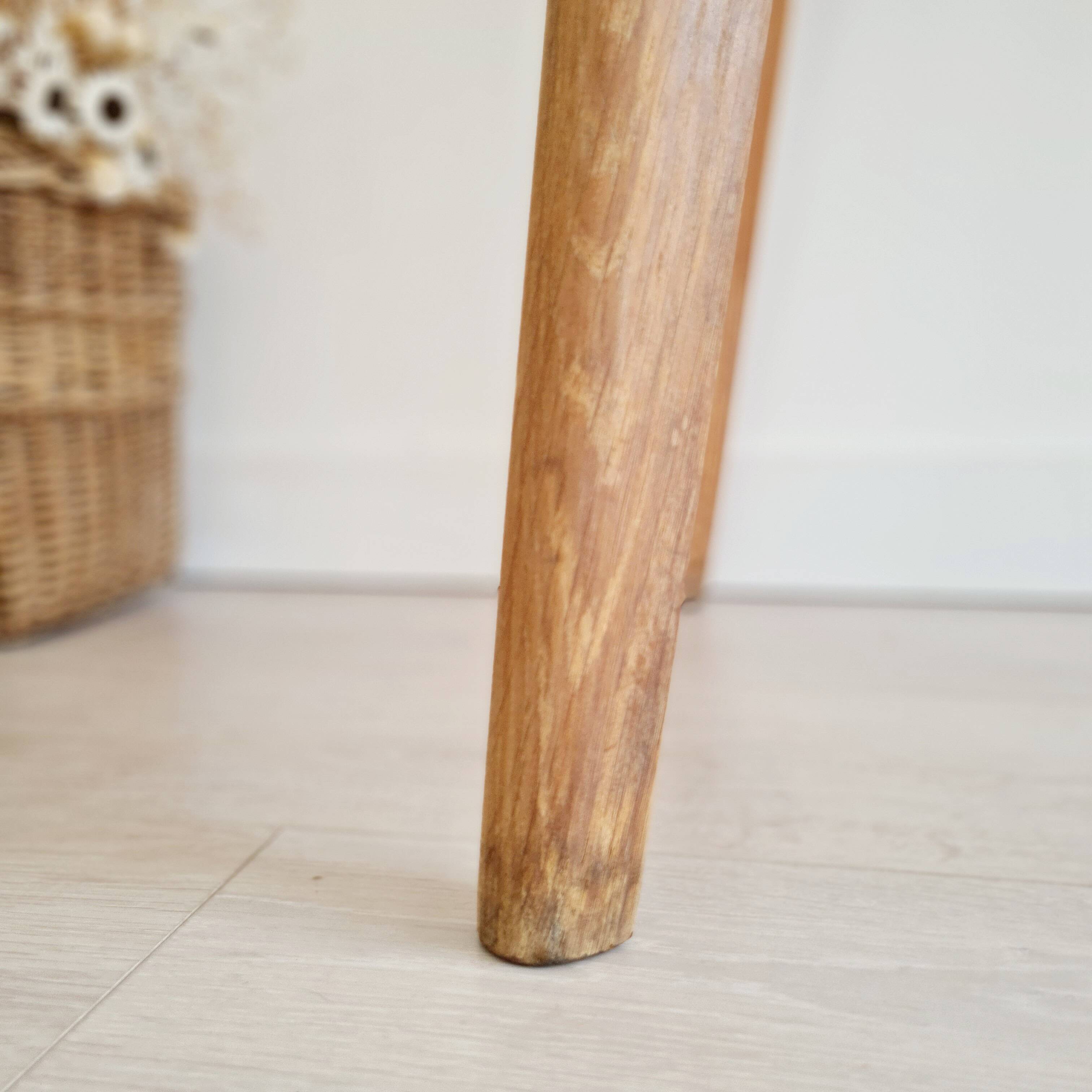 Table - old raw wood boarding school desk with compass legs