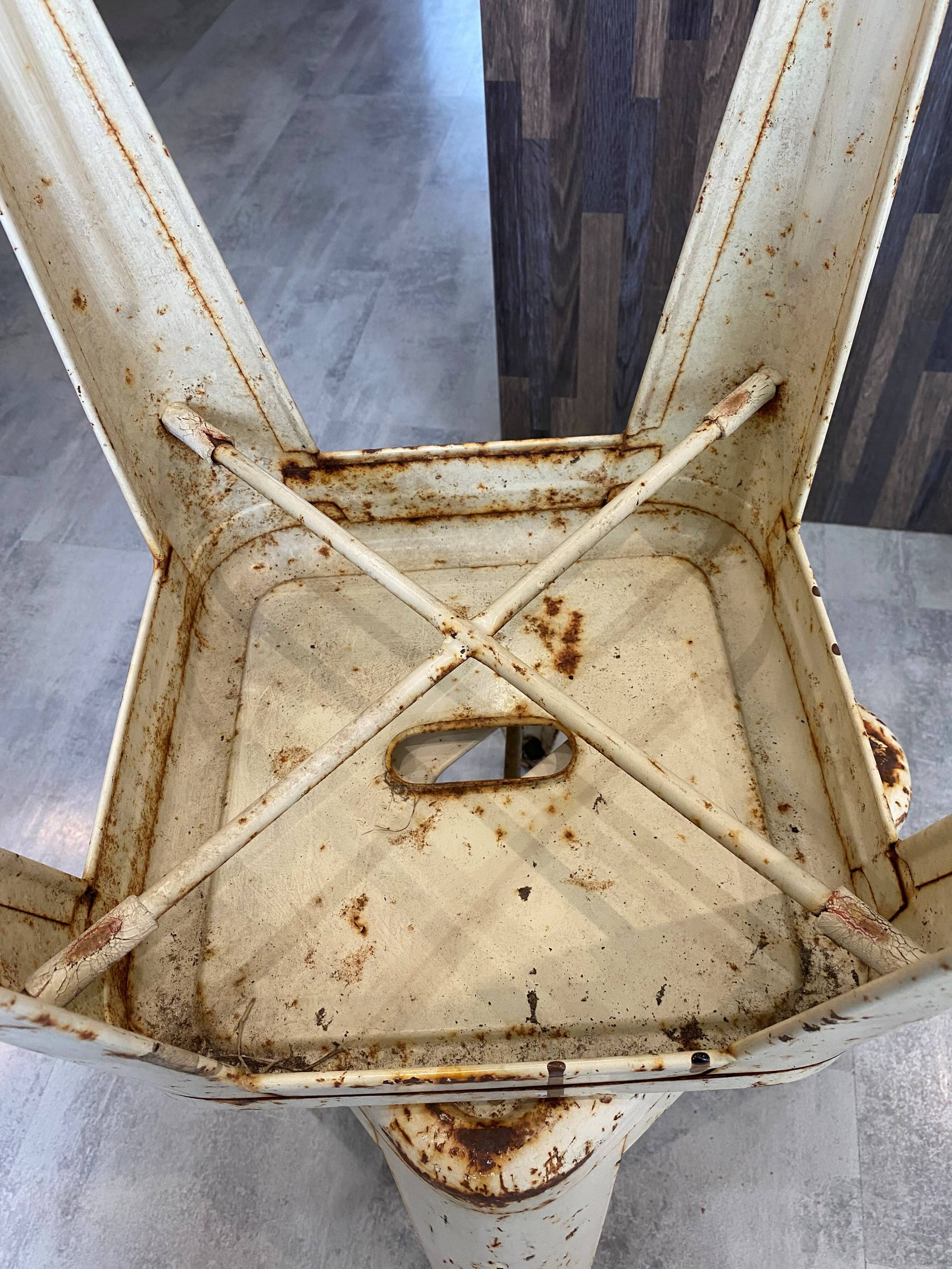 Authentic pair of Xavier Pauchard industrial Tolix metal stools 50