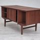 1960s, Danish double-sided, free standing desk, original condition, teak wood, drawers, sliding door