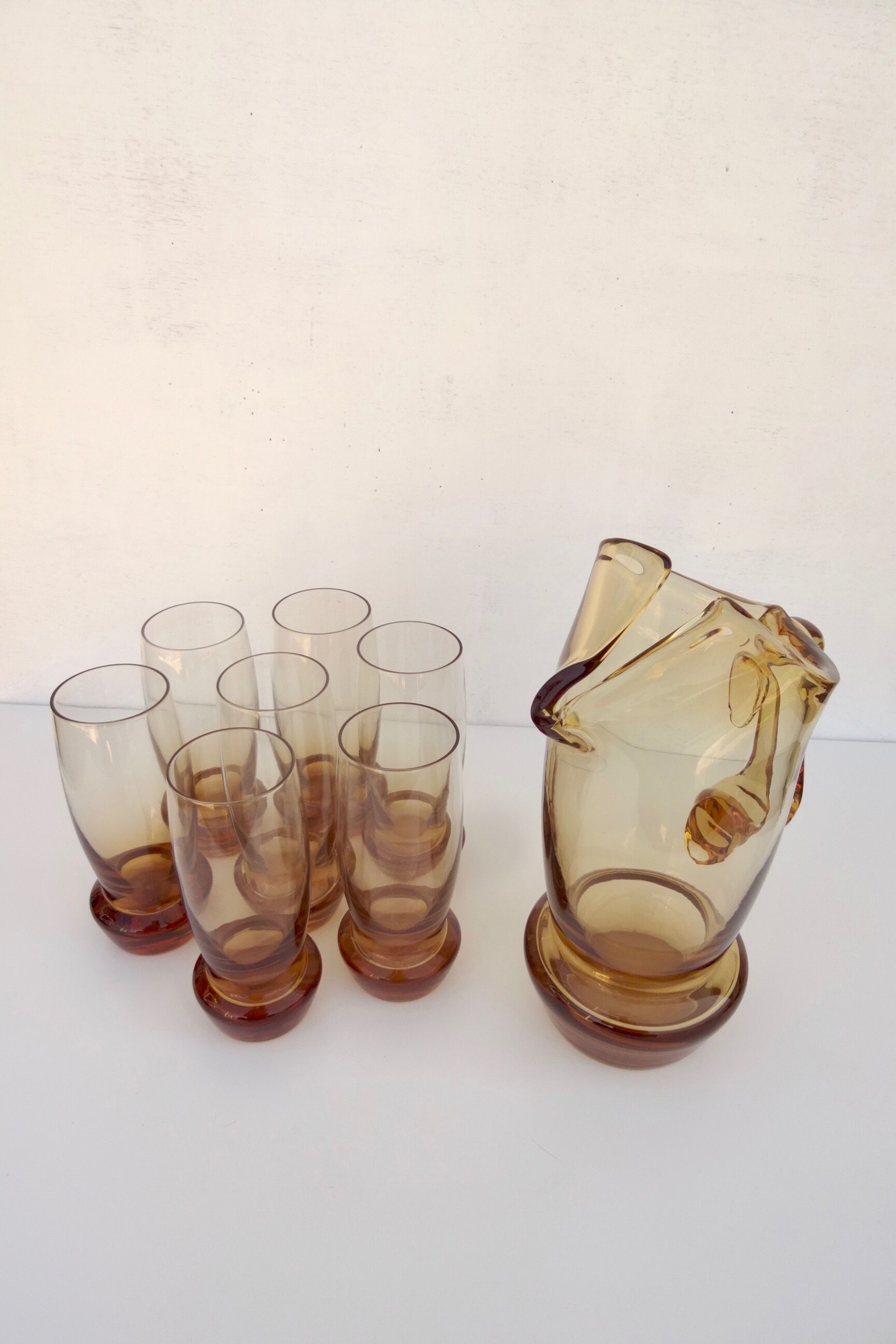 Vintage amber glass and decanter