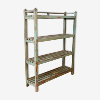 Shelf burmese teak bookcase with green patina - original blue