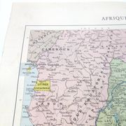Vintage map of Central Africa 38x43cm from 1950