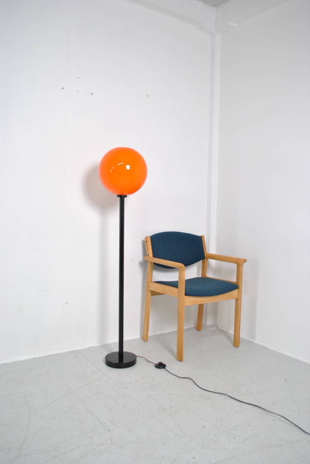 Orange globe floor lamp 1970
