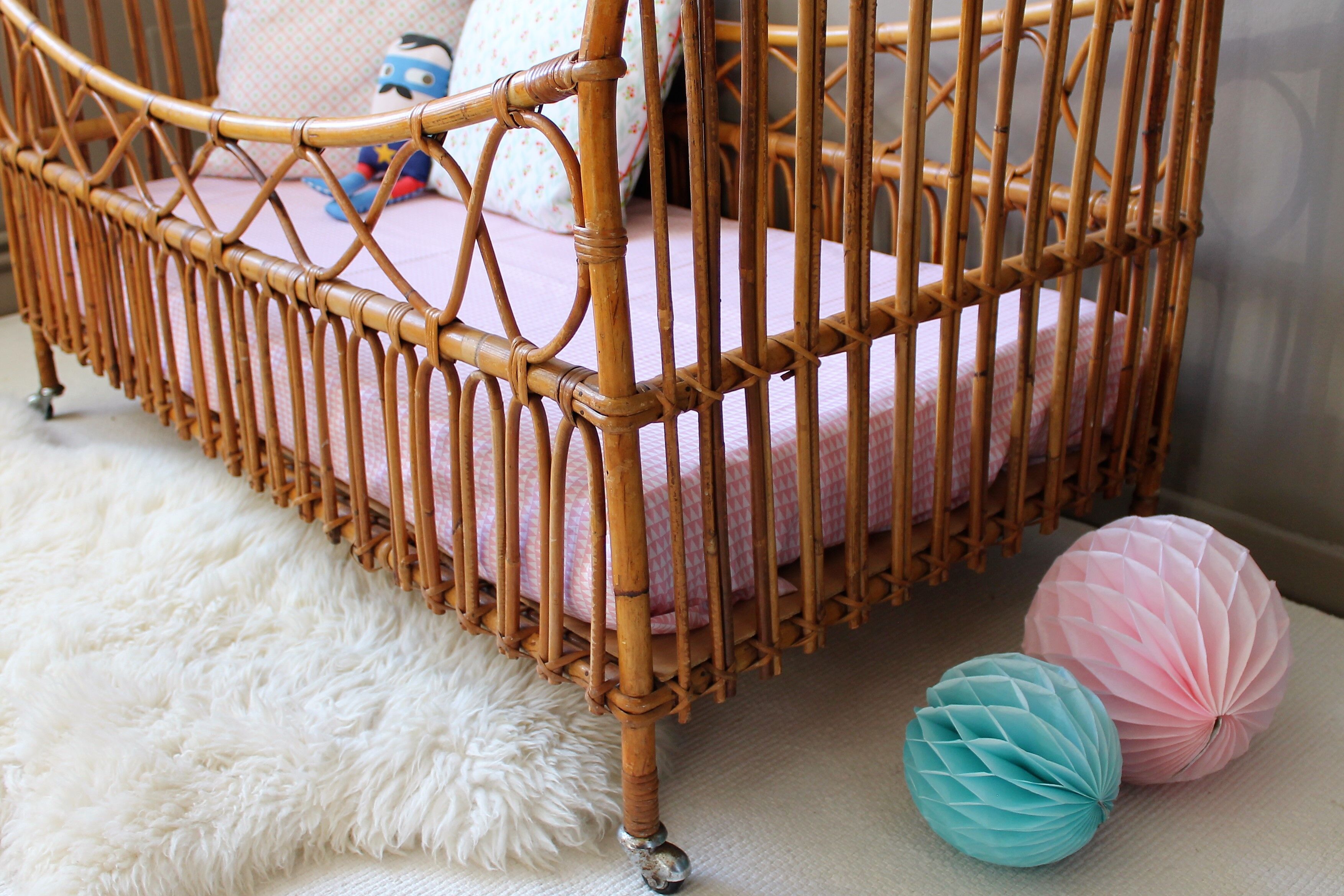 Vintage rattan cradle