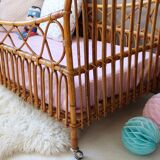 Vintage rattan cradle