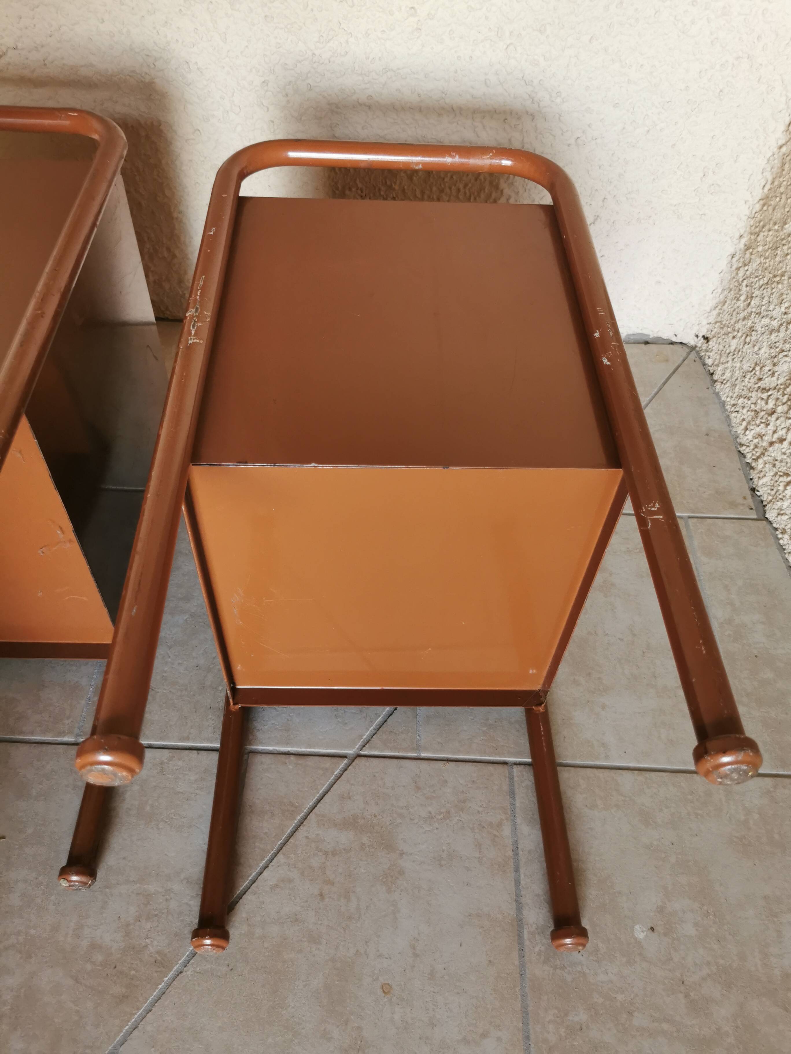 Pair of boarding school bedside tables