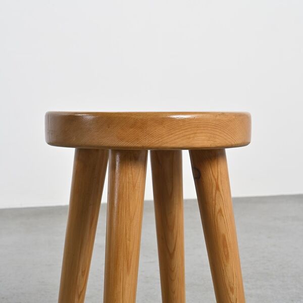 Tabouret en pin par René Martin, design des années 1960