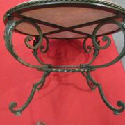Low wrought iron 1950 marble top side table