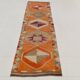 Soft Orange Vintage Wool Runner Rug For Kitchen, 74x307 Cm