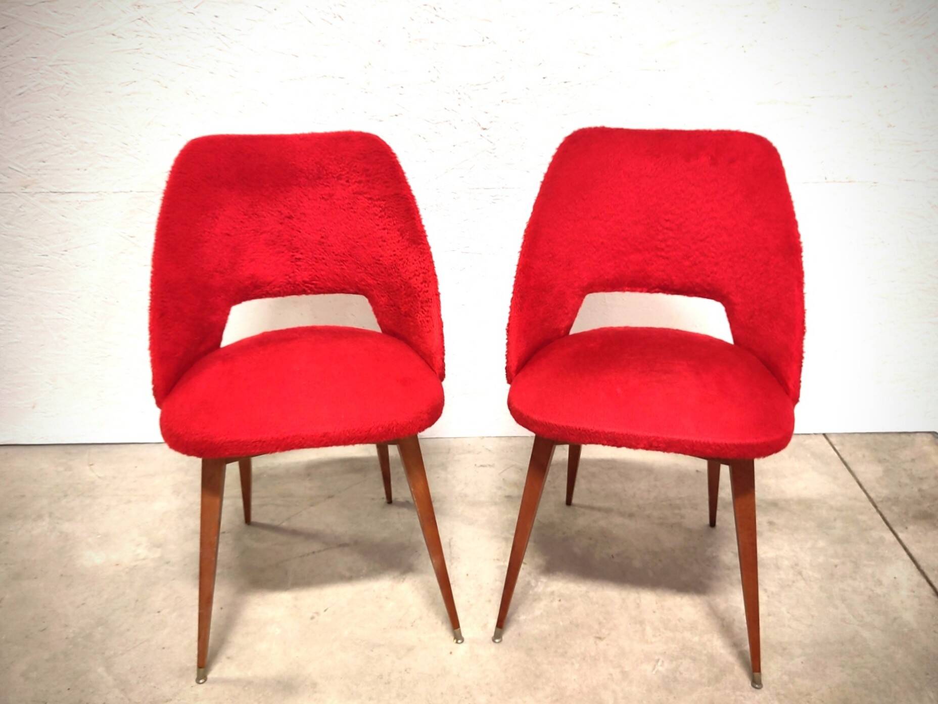 Pair of "fluffy" barrel chairs