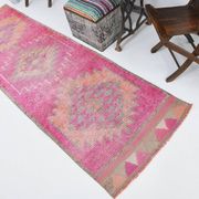 3x10 Oriental Pink Wool Turkish Runner Rug, 89x295Cm SK 18196