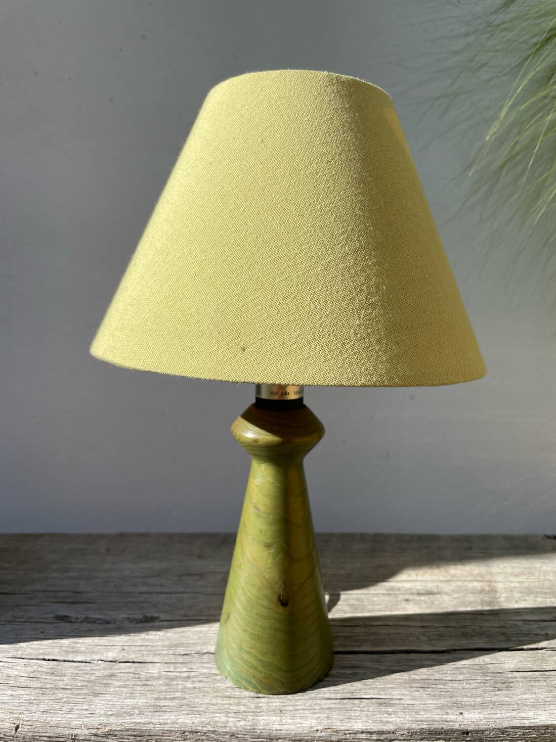 Italian green turned wood lamp, 1980
