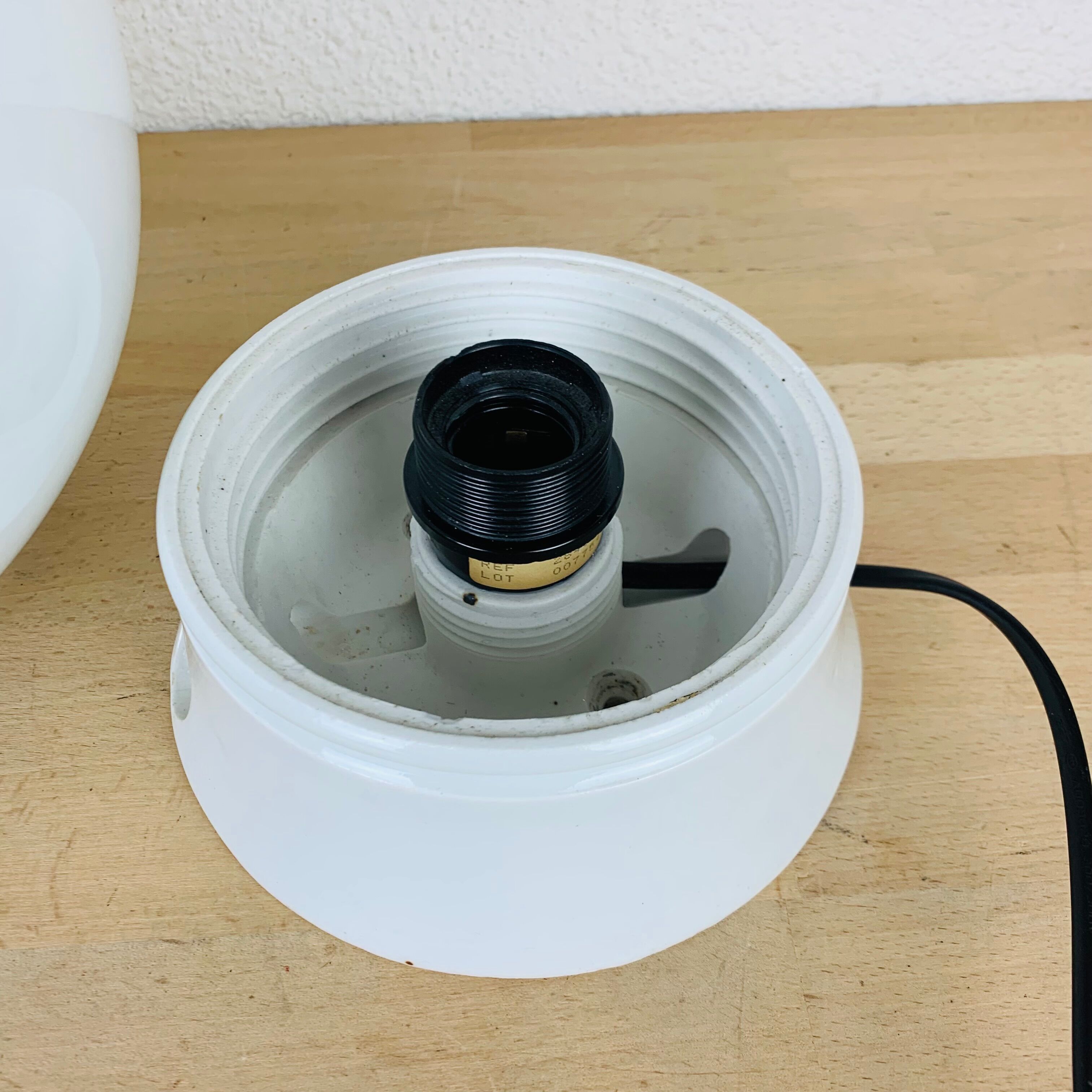 Lamp opaline globe and ceramic wall or ceiling lamp