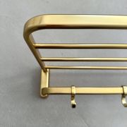 Mid-Century Coat Rack, Gold Coat Rack, Hallway Hook Rail, 1960s