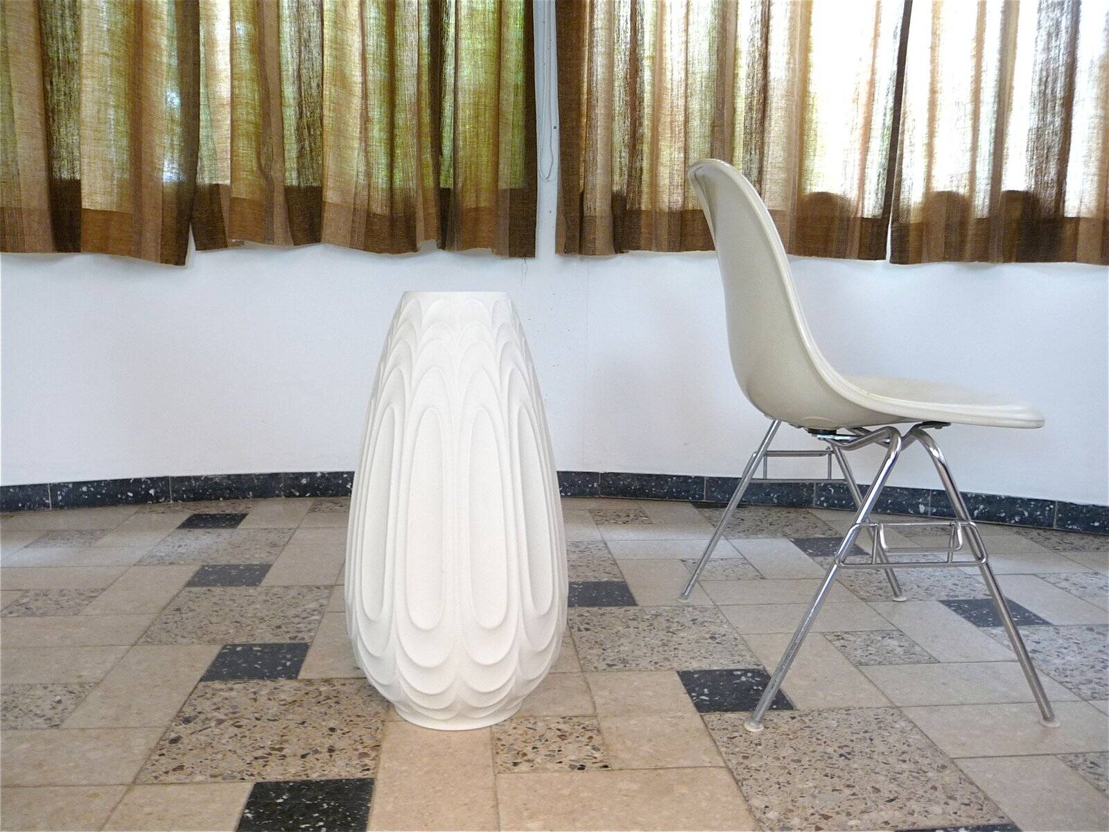 Large porcelain floor vase with relief by H&C Heinrich, West-Germany 1960s
