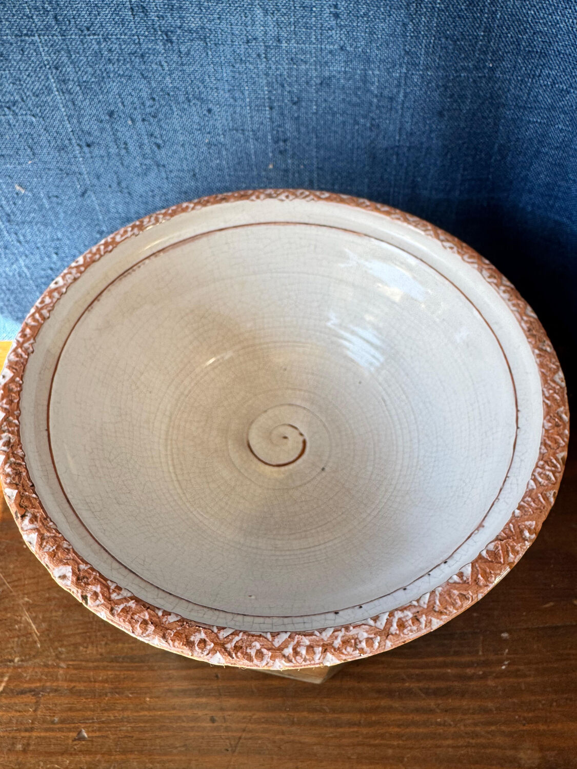 Large vintage Biot coupe in glazed ceramic, French craftsmanship.